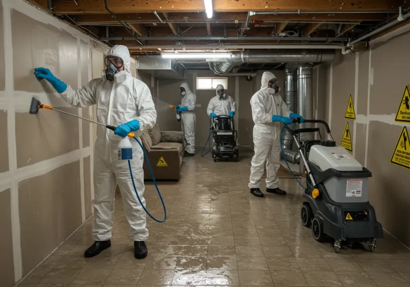 Basement Moisture Removal and Structural Drying process in Las Quintas Fronterizas, TX